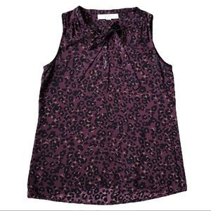 XSP LOFT gorgeous maroon leopard print shell